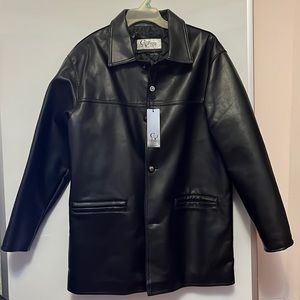 Brand new black leather jacket (Made in Italy)